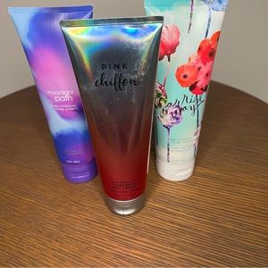 3 Bath & Body Works BODY CREAM 8 Oz. Pink Chiffon,Carried Away,Moonlight path